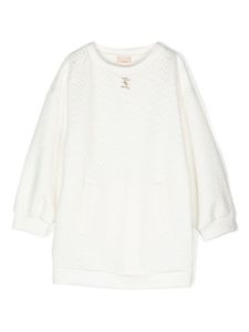 Elisabetta Franchi La Mia Bambina robe mi-longue à motif monogrammé - Blanc