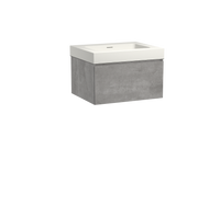 Storke Edge zwevend badmeubel 65 x 52 cm beton donkergrijs met Mata High enkele wastafel in mat witte solid surface - thumbnail