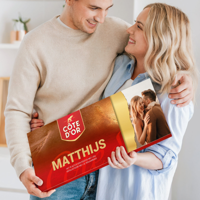 Mega Côte d&apos;Or reep met naam en foto bedrukken