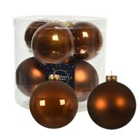 Decoris kerstballen - 16x st - kaneel bruin - D10 cm - glas - kerstversiering