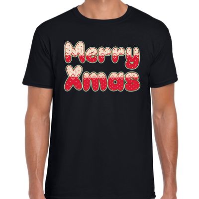 Merry xmas fout Kerst t-shirt zwart voor heren