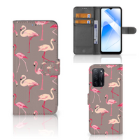 OPPO A16/A16s/A54s Telefoonhoesje met Pasjes Flamingo - thumbnail