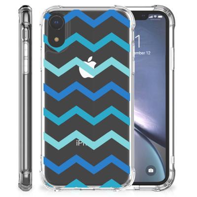 Apple iPhone Xr Doorzichtige Silicone Hoesje Zigzag Blauw Apple iPhone Xr Doorzichtige Silicone Hoesje Zigzag Blauw