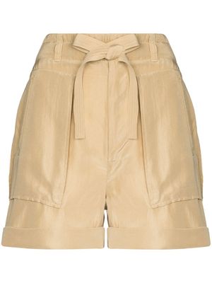 Polo Ralph Lauren short en soie à taille haute froncée - Tons neutres