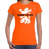 Oranje Koningsdag t-shirt - oranje tietjes - dames - thumbnail