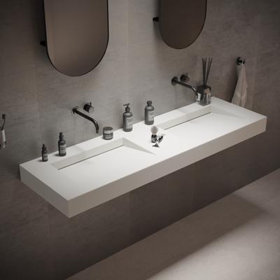 Wastafel Dubbel Ideavit Solidsquare 150x46x10 cm Solid Surface Mat Wit Ideavit