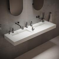 Wastafel Dubbel Ideavit Solidsquare 150x46x10 cm Solid Surface Mat Wit Ideavit