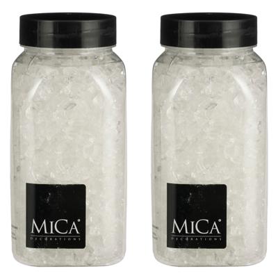 Mica Decorations decoratie stenen / granulaat - 2x - 650 ml - 4-10 mm - transparant