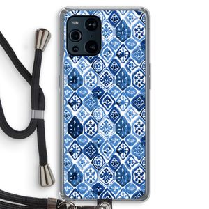 Blauw motief: Oppo Find X3 Transparant Hoesje met koord