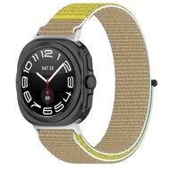 Nylon Sport loop bandje - Khaki / geel - Samsung Galaxy Watch Ultra 47mm Nylon Sport loop bandje - Khaki / geel - Samsung Galaxy Watch Ultra 47mm