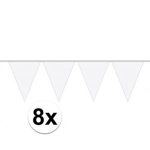 8x stuks carnaval vlaggenlijn wit 10 meter   -