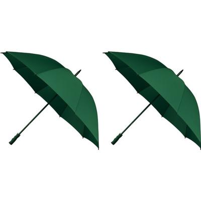 Falcone Golf stormparaplu windproof - 2x - donkergroen - lang - 130 cm