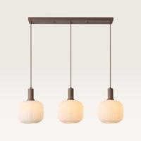 Hanglamp Iguazu Sphere taupe - Taupe en gebroken wit - Drie bollen van handgemaakt opaalglas - Zonder lichtbron