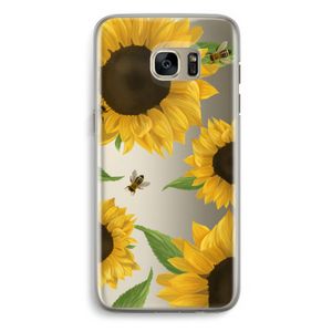 Sunflower and bees: Samsung Galaxy S7 Edge Transparant Hoesje