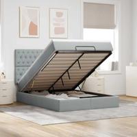 Ottoman bed met matras en LED's 140x190cm stof lichtgrijs