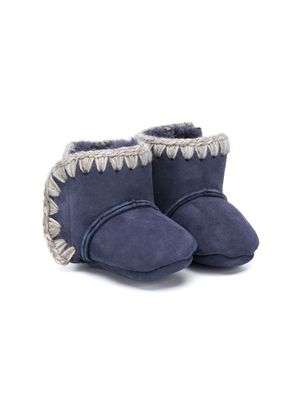 Mou Kids bottines fourrées à détails de coutures - Bleu