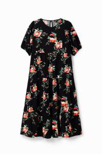 Gebloemde midi-jurk - BLACK - XS