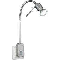Stekkerlamp met Schakelaar - Trion Loany - GU10 Fitting - 5W - Warm Wit 3000K - Dimbaar - Mat Nikkel - Aluminium - thumbnail