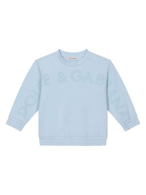 Dolce & Gabbana Kids sweat à logo embossé - Bleu
