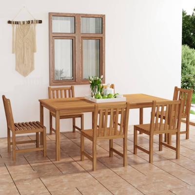 7-delige tuinset 200x100 cm massief teakhout