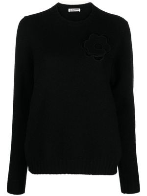 Jil Sander pull en laine à découpes - Noir