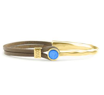 Qoss Zwarte Armband Coco Blauw | Goud - Maat L