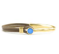 Qoss Zwarte Armband Coco Blauw | Goud - Maat L