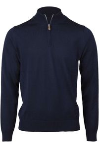 Stenströms Slimline Half-Zip Sweater nachtblauw, Effen