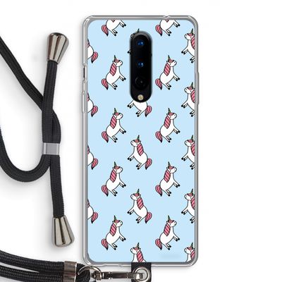 Eenhoorns overal: OnePlus 8 Transparant Hoesje met koord