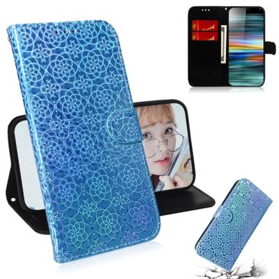 Voor Sony Xperia 10 effen kleur kleurrijke magnetische Buckle horizontale Flip PU lederen draagtas met houder & kaartsleuven & portemonnee & Lanyard (