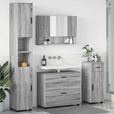 Badkamermeubelset met lade 4 pcs Grijs sonoma 30 x 35 x 192 cm