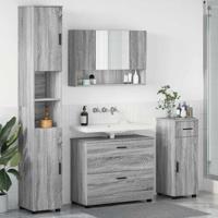Badkamermeubelset met lade 4 pcs Grijs sonoma 30 x 35 x 192 cm