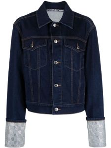 Alexander Wang veste crop en jean à ornements en cristal - Bleu