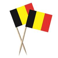 Cocktailprikkers vlag Belgie - 100x stuks - 8 cm vlaggetjes - landen decoratie - Prikkertjes