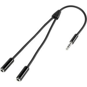 SpeaKa Professional SP-7870032 Jackplug Audio Aansluitkabel [1x Jackplug male 3,5 mm - 2x Jackplug female 3,5 mm] 20.00 cm Zwart SuperSoft-mantel