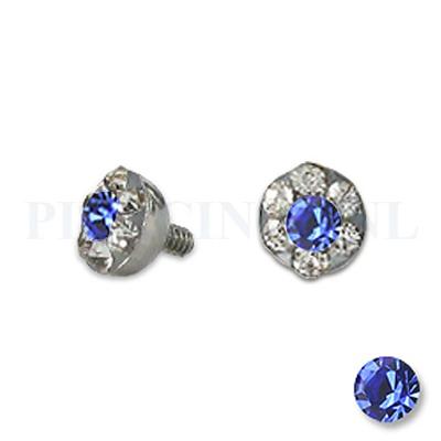 Dermal balletje 4 mm blauw met meerdere kristallen