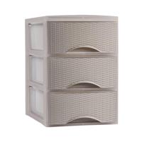 Thuis kantoor organizer ladeblok - taupe - kunststof - 26 x 37 cm - 3 lades