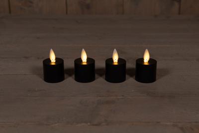 Extension Set 4 Rechargeable Black Tealight Moving Flame - Annas collection
