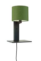 GOOD&MOJO Wandlamp 'Andes' Bamboe en Eco linnen, Met plank, kleur Groen