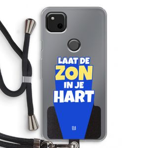 Laat de zon in je hart: Pixel 4a Transparant Hoesje met koord