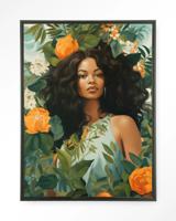 Urban Cotton Wandkleed 'Rosita' 145 x 190cm in Floating Frame - black