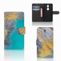 Nokia 7 | Bookcase | Marble Blue Gold