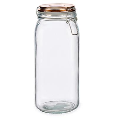 Weckpot/voorraadpot - glas - 2100 ml - 11 x 25 cm - met klepdeksel koper - luchtdicht