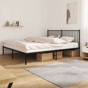 Bedframe met hoofdbord metaal zwart 183x213 cm