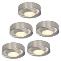 Set van 5 Pavo - Platte LED opbouwspots 23mm - 3W 300lm - 2700K - Dimbaar - Rond - IP44 - RVS
