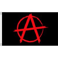 Zwarte met rode Anarchie vlag   - - thumbnail
