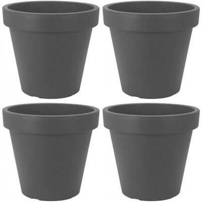 4x kunststof bloempotten 40 cm antraciet grijs