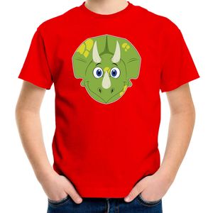 Cartoon dino t-shirt rood voor jongens en meisjes - Cartoon dieren t-shirts kinderen