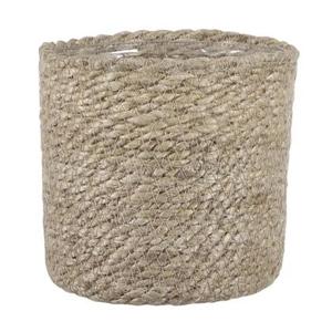 Mica Decorations Plantenpot - rotan - bruin - plantenmand - 14 x 14 cm