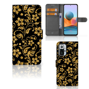 Xiaomi Redmi Note 10 Pro Hoesje Gouden Bloemen